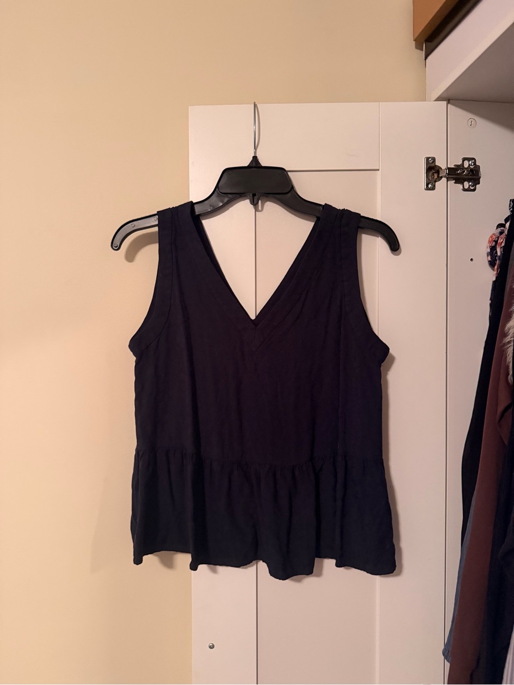 LOFT Navy V-Neck Peplum Tank Top